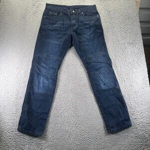 Skylinewears Jeans Mens 36x32 Blue Cotton Denim Moto Straight Lined Biker Faded